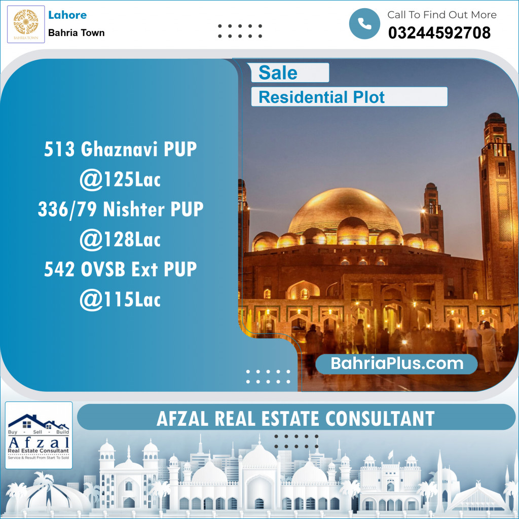 Residential Plot for Sale in Bahria Town, Lahore - (BP-139557)