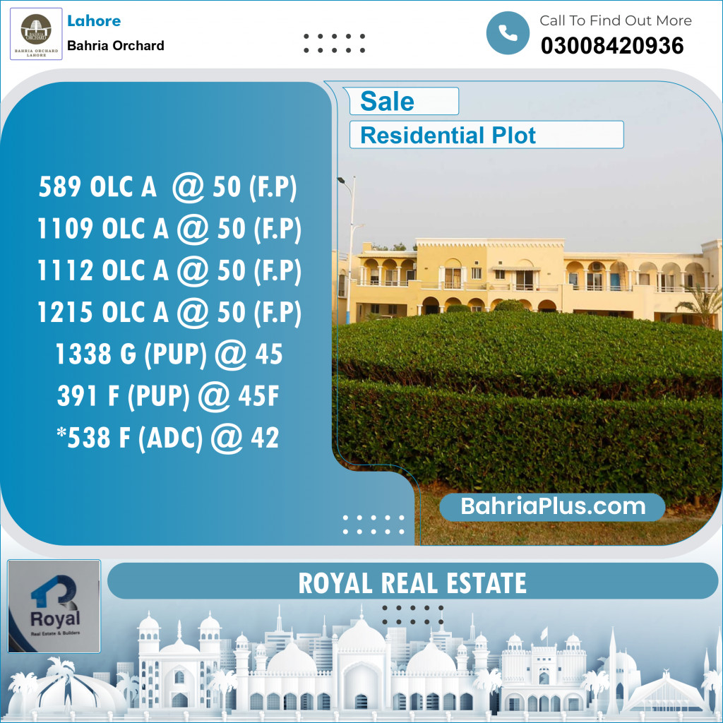 Residential Plot for Sale in OLC-A Block -  Bahria Orchard, Lahore - (BP-139565)