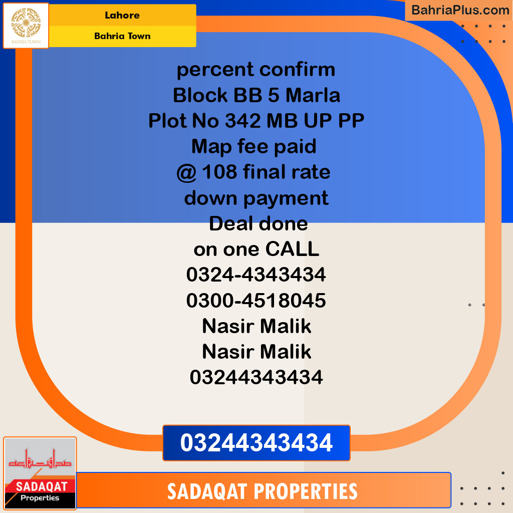 Residential Plot for Sale in Bahria Town, Lahore - (BP-139655)