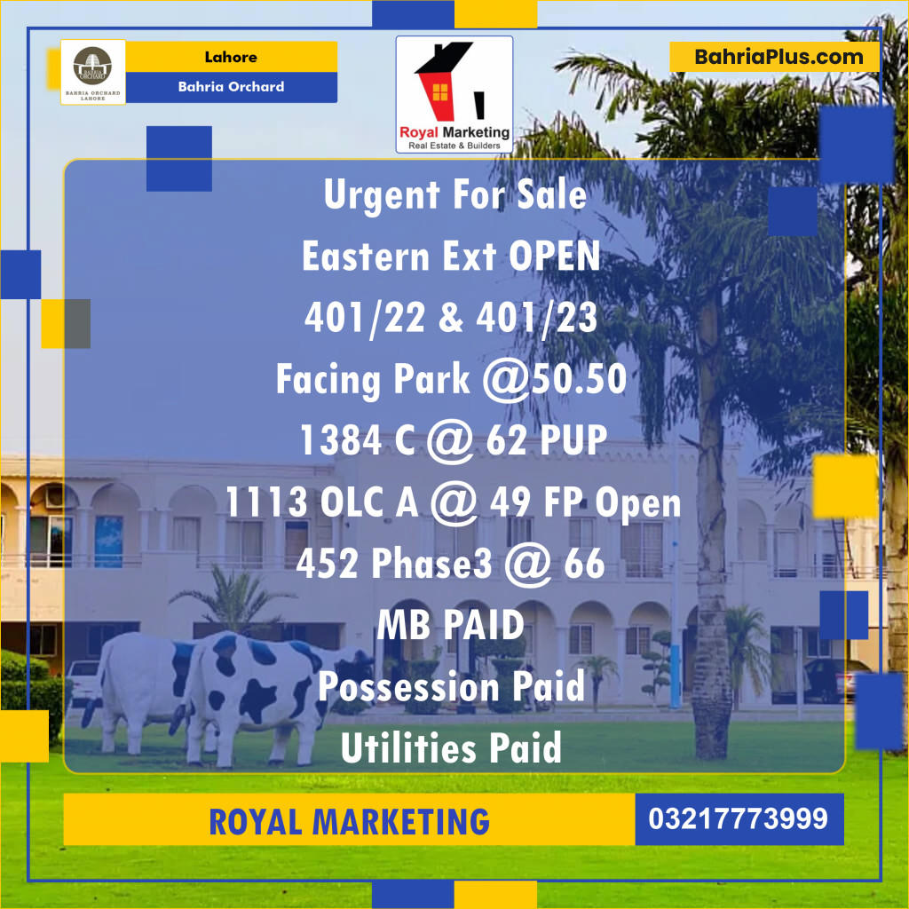 Residential Plot for Sale in Bahria Orchard, Lahore - (BP-139726)