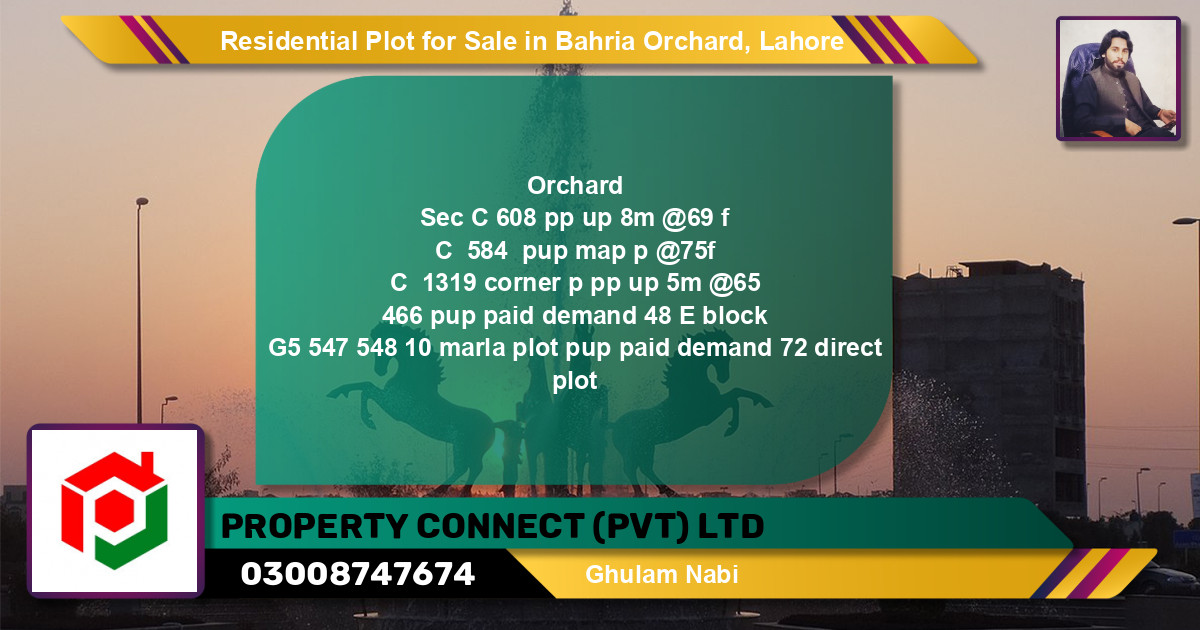 Residential Plot for Sale in Bahria Orchard, Lahore - (BP-139751)