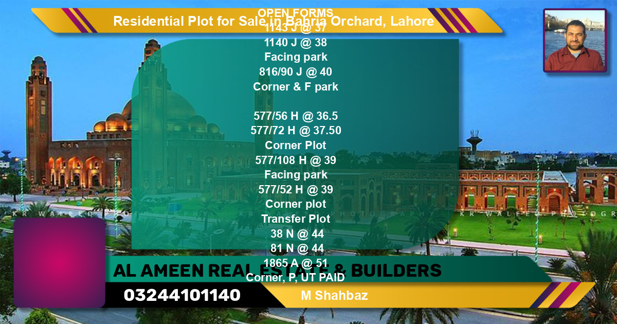 Residential Plot for Sale in Bahria Orchard, Lahore - (BP-139757)