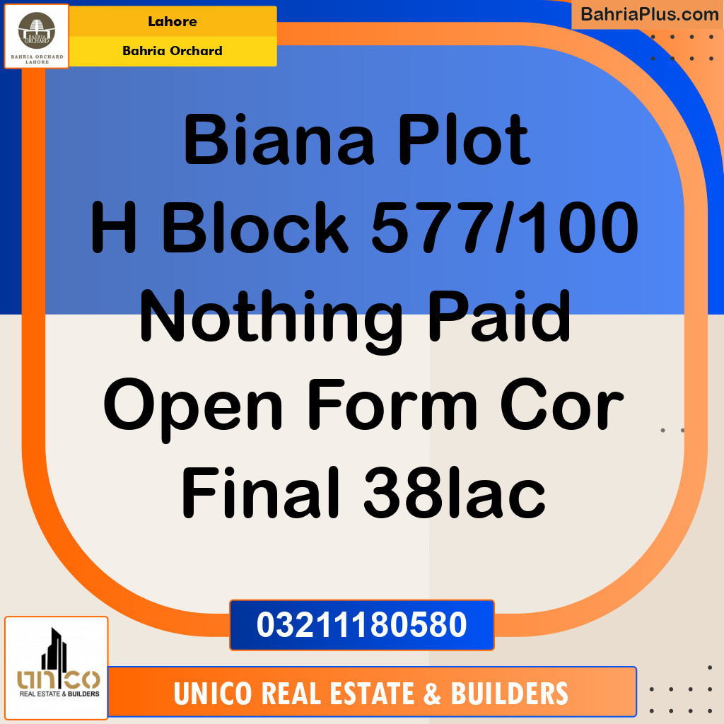 Residential Plot for Sale in Bahria Orchard, Lahore - (BP-139811)