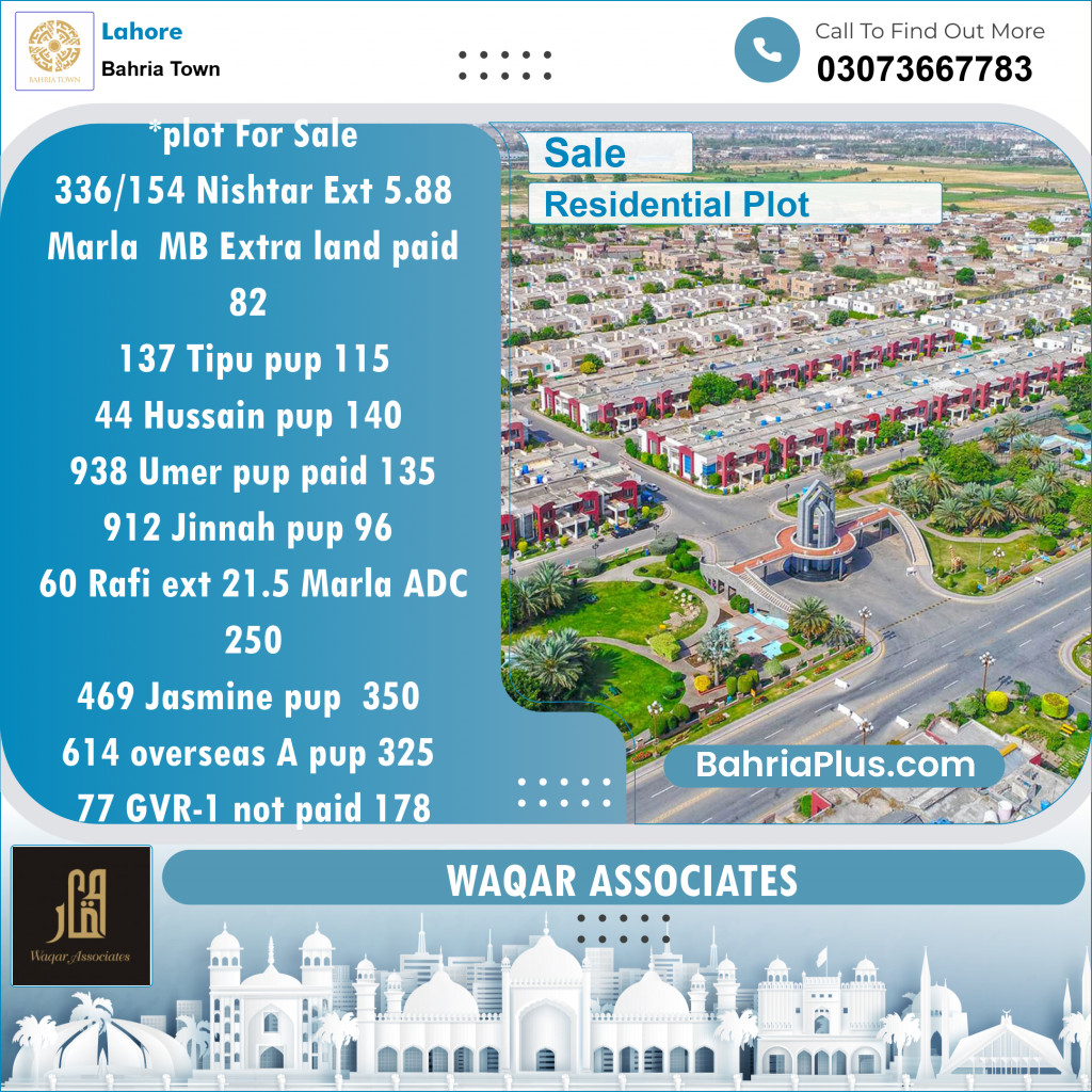 Residential Plot for Sale in Bahria Town, Lahore - (BP-139836)