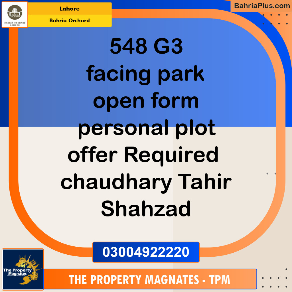 Residential Plot for Sale in Bahria Orchard, Lahore - (BP-139846)