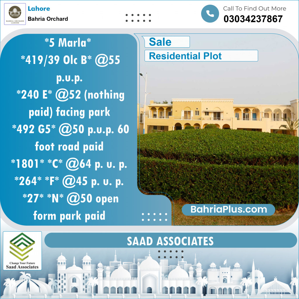 Residential Plot for Sale in Bahria Orchard, Lahore - (BP-139863)