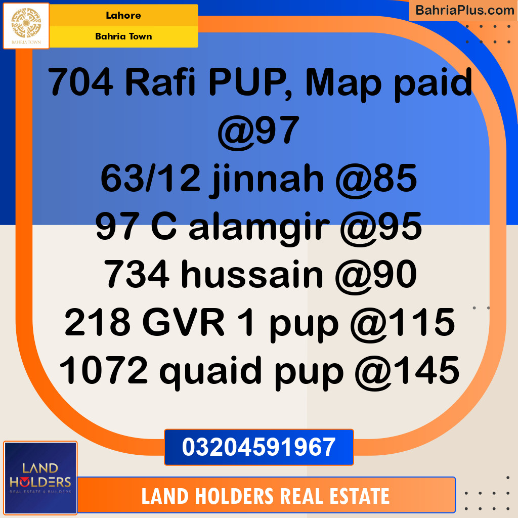 Residential Plot for Sale in Bahria Town, Lahore - (BP-139868)