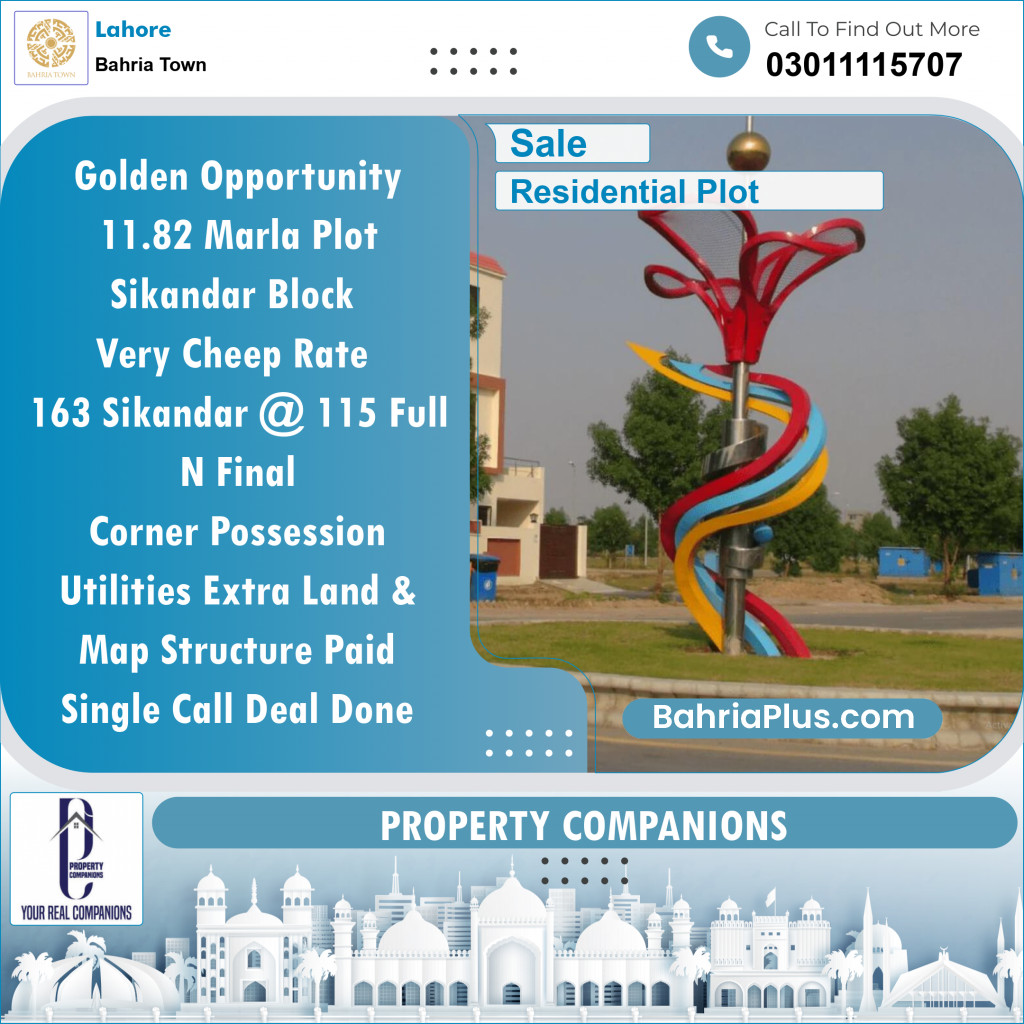 Residential Plot for Sale in Bahria Town, Lahore - (BP-139876)