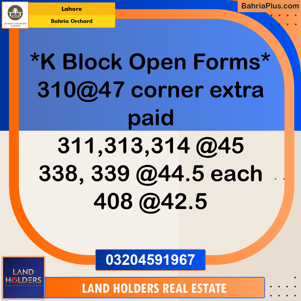 Residential Plot for Sale in Bahria Orchard, Lahore - (BP-139883)