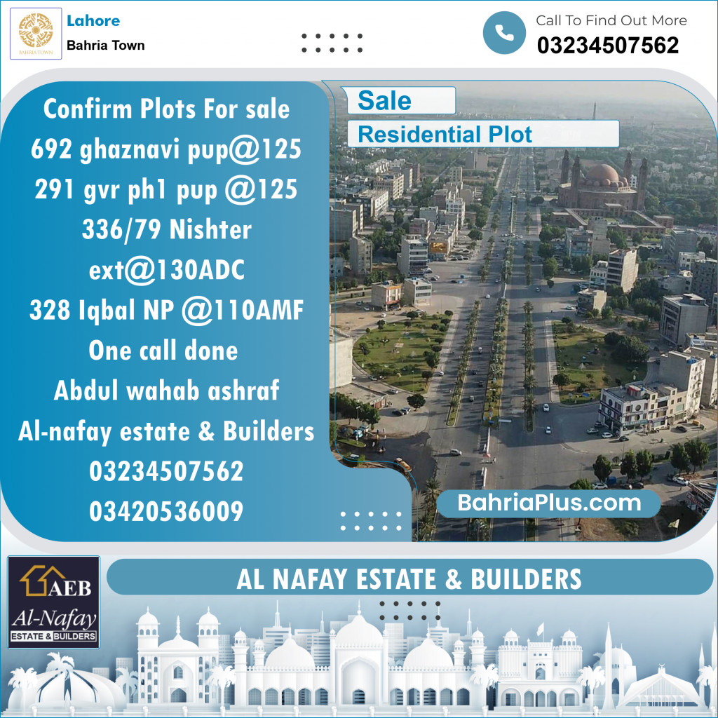Residential Plot for Sale in Bahria Town, Lahore - (BP-139884)