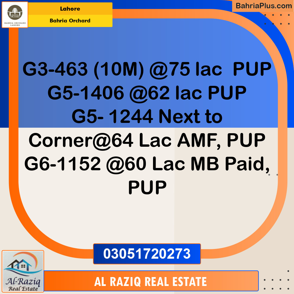 Residential Plot for Sale in Phase 4 - G3 Block -  Bahria Orchard, Lahore - (BP-139888)