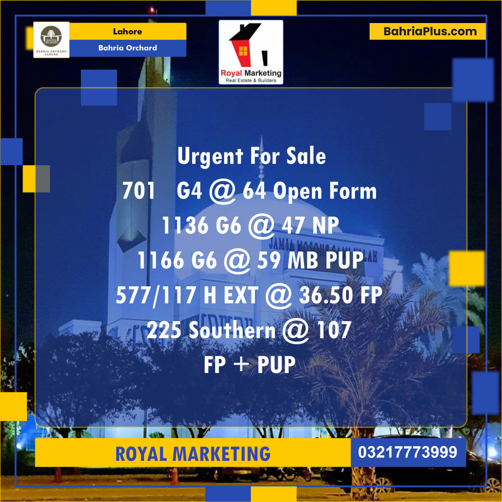 Residential Plot for Sale in Bahria Orchard, Lahore - (BP-139896)