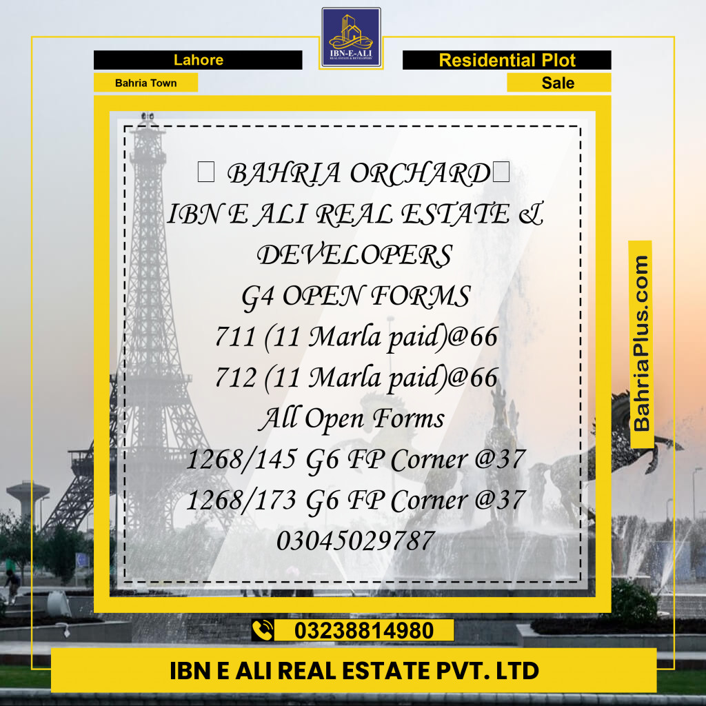 Residential Plot for Sale in Bahria Town, Lahore - (BP-139909)