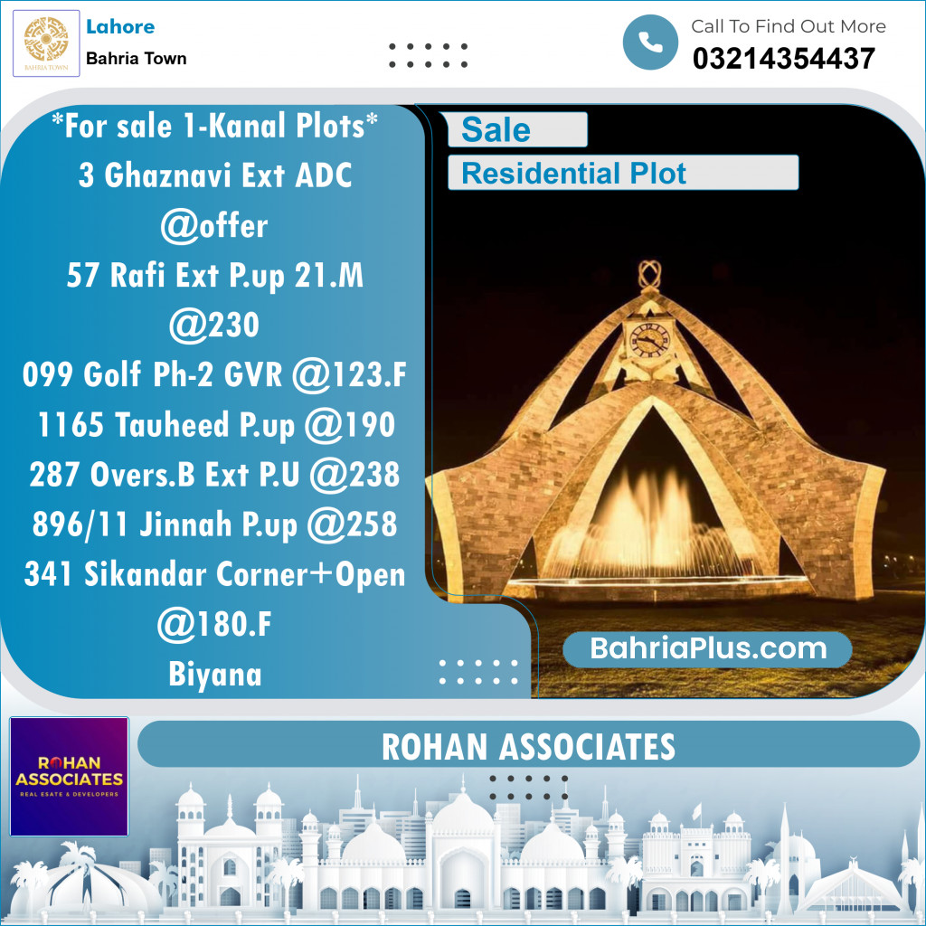 Residential Plot for Sale in Bahria Town, Lahore - (BP-139932)