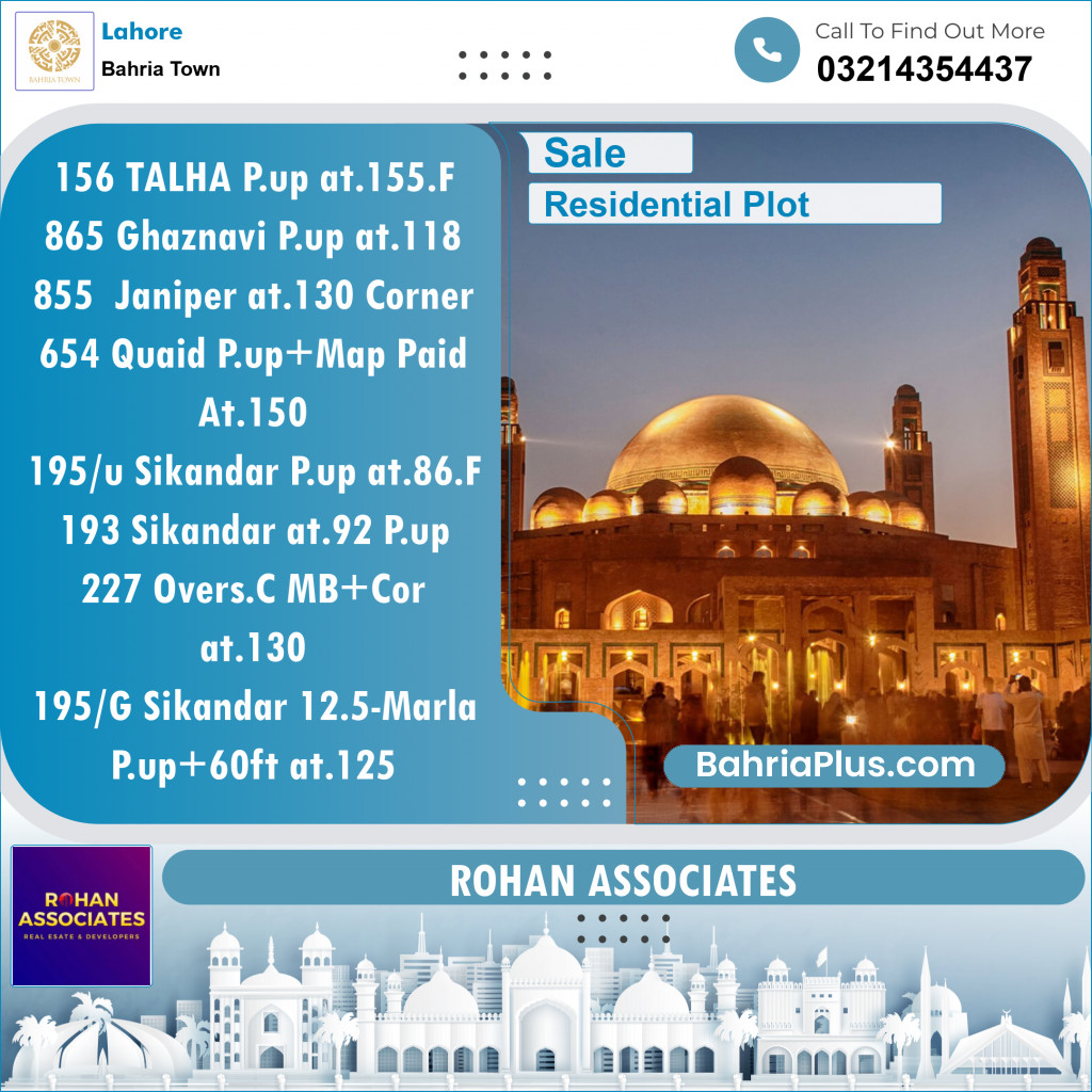Residential Plot for Sale in Bahria Town, Lahore - (BP-139938)