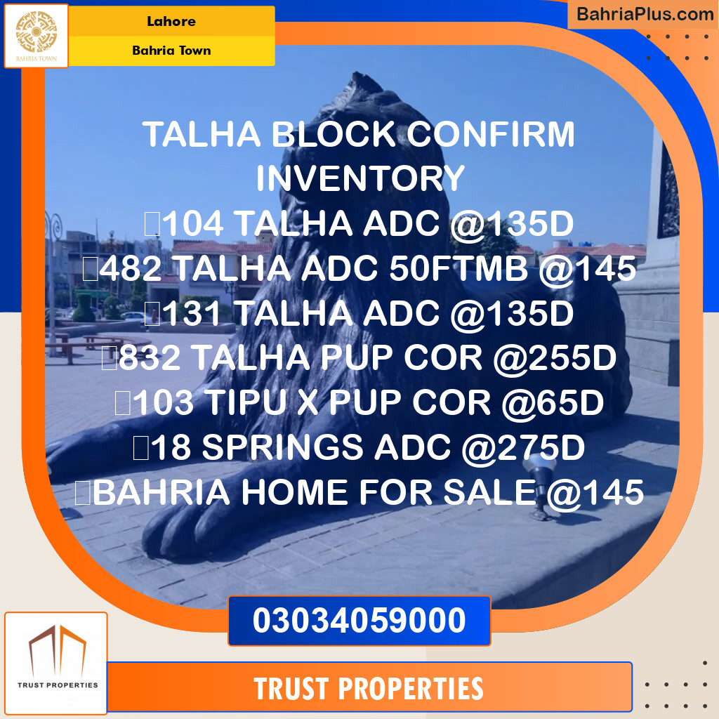 Residential Plot for Sale in Bahria Town, Lahore - (BP-139955)