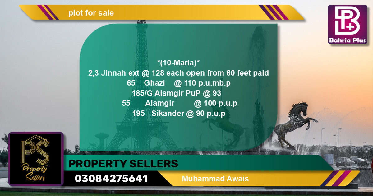 Residential Plot for Sale in Bahria Town, Lahore - (BP-139960)