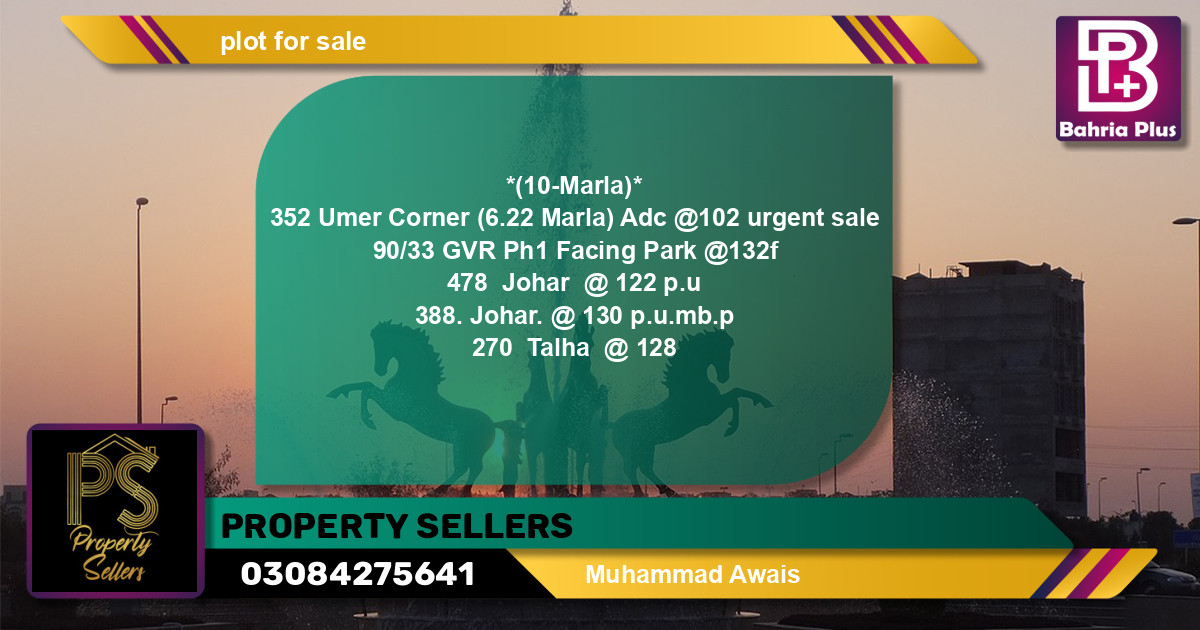 Residential Plot for Sale in Bahria Town, Lahore - (BP-139961)