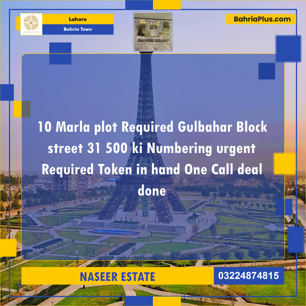 Residential Plot for Sale in Bahria Town, Lahore - (BP-139968)