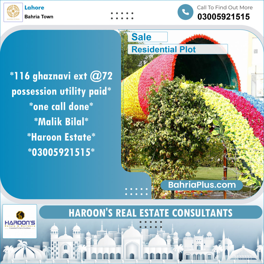 Residential Plot for Sale in Bahria Town, Lahore - (BP-139973)