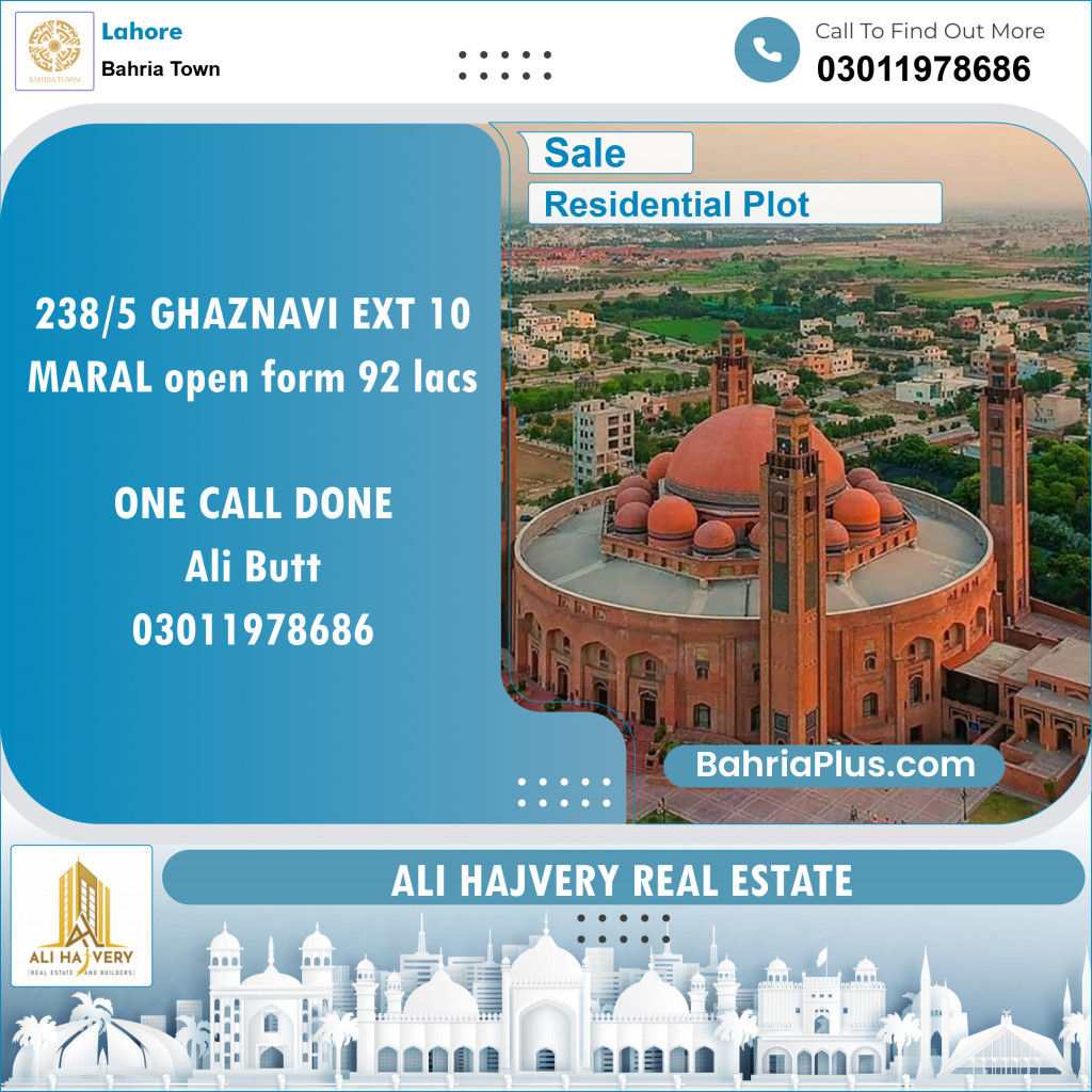 Residential Plot for Sale in Sector F - Ghaznavi Ext. Block -  Bahria Town, Lahore - (BP-139985)