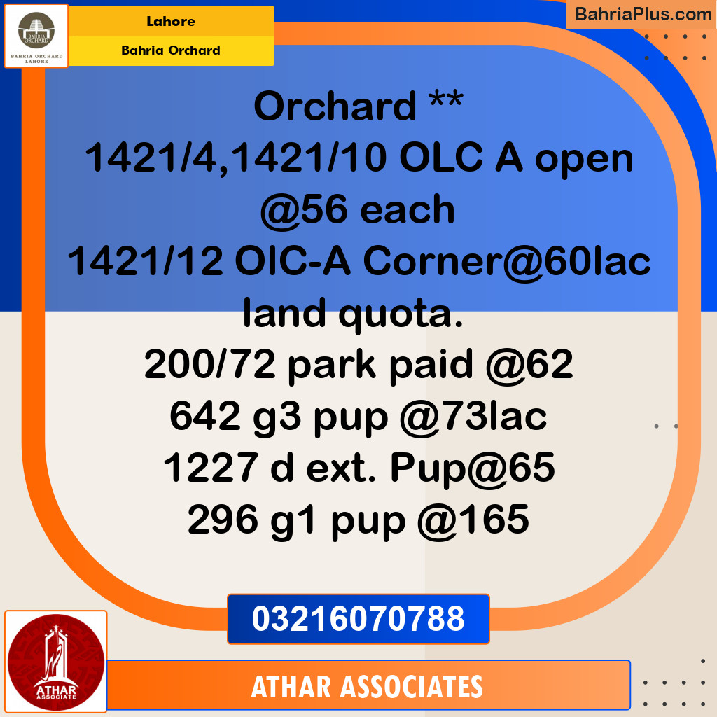 Residential Plot for Sale in OLC-A Block -  Bahria Orchard, Lahore - (BP-140026)