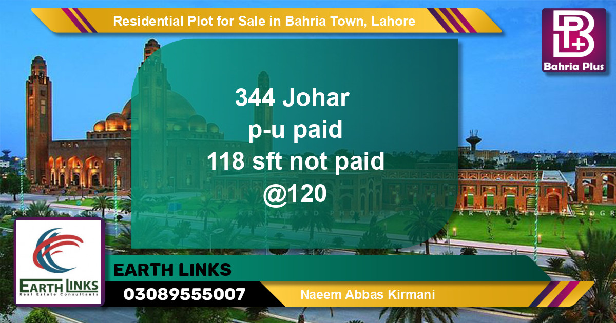 Residential Plot for Sale in Bahria Town, Lahore - (BP-140055)