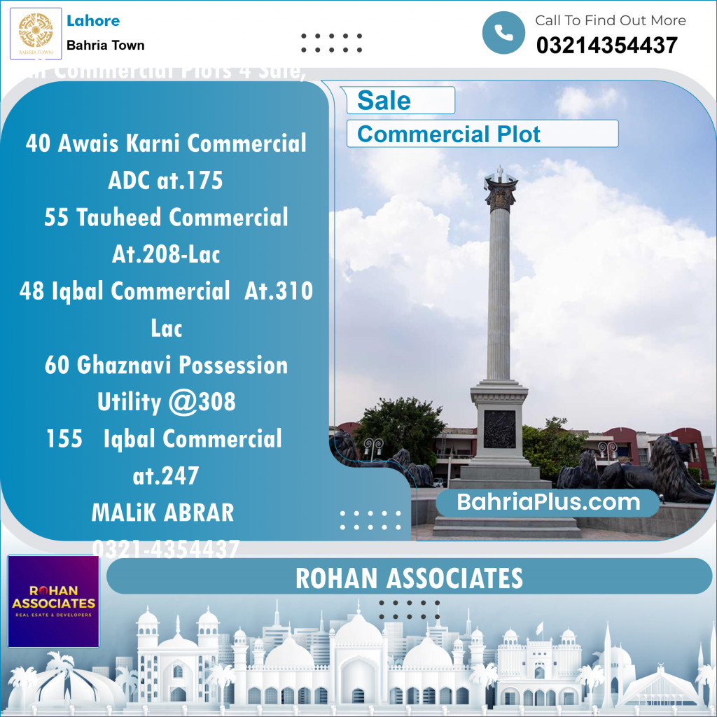 Commercial Plot for Sale in Bahria Town, Lahore - (BP-140058)