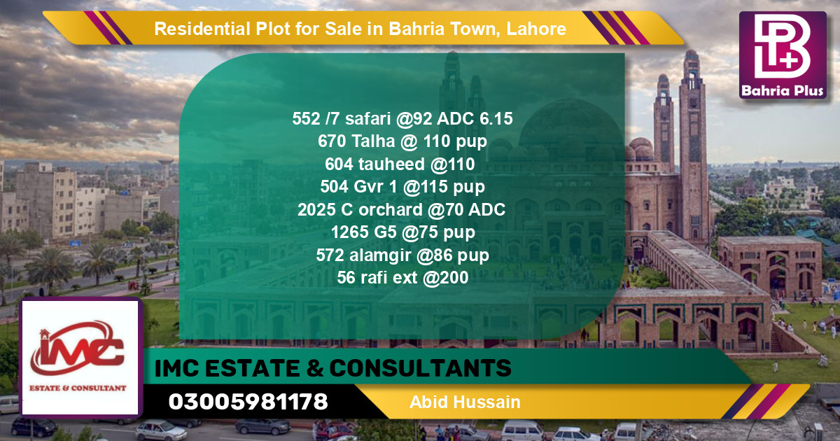 Residential Plot for Sale in Sector B - Safari Villas -  Bahria Town, Lahore - (BP-140071)