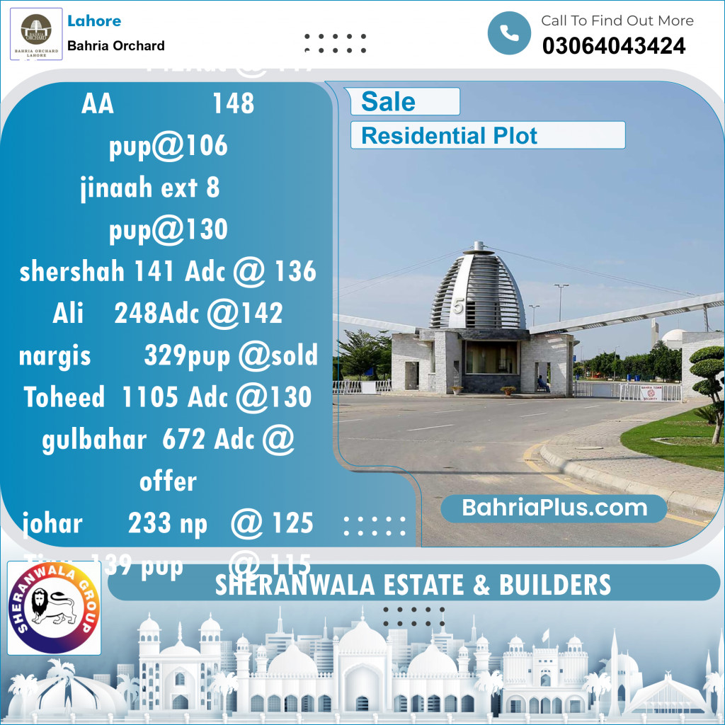 Residential Plot for Sale in Bahria Orchard, Lahore - (BP-140111)