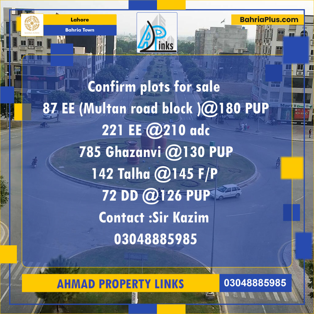 Residential Plot for Sale in Bahria Town, Lahore - (BP-140118)