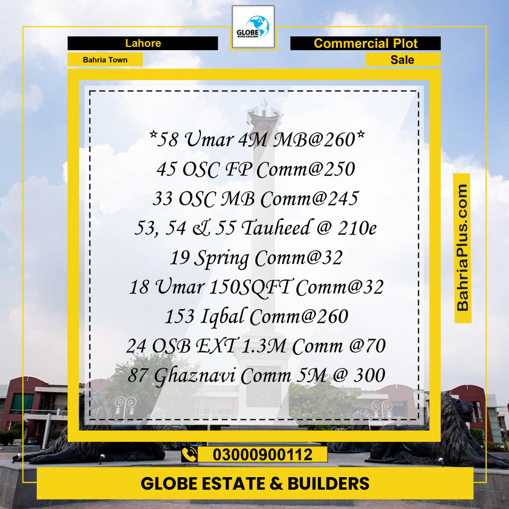 Commercial Plot for Sale in Bahria Town, Lahore - (BP-140153)