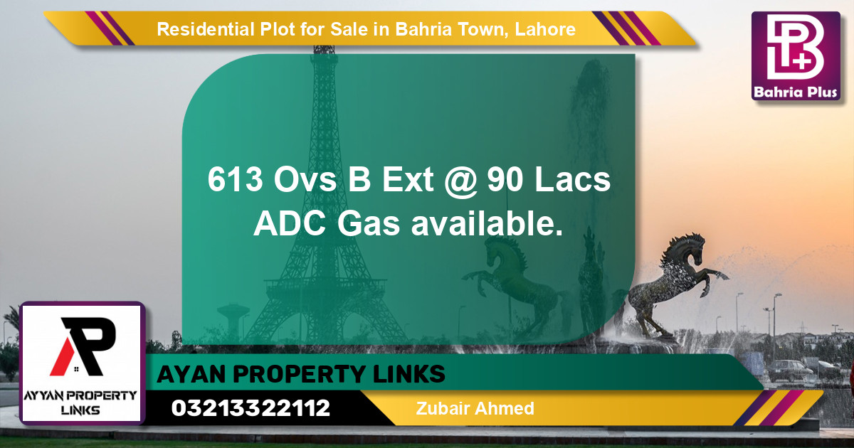 Residential Plot for Sale in Bahria Town, Lahore - (BP-140192)