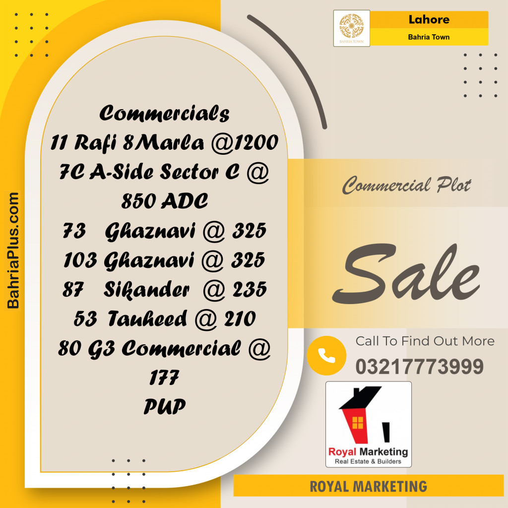 Commercial Plot for Sale in Bahria Town, Lahore - (BP-140257)