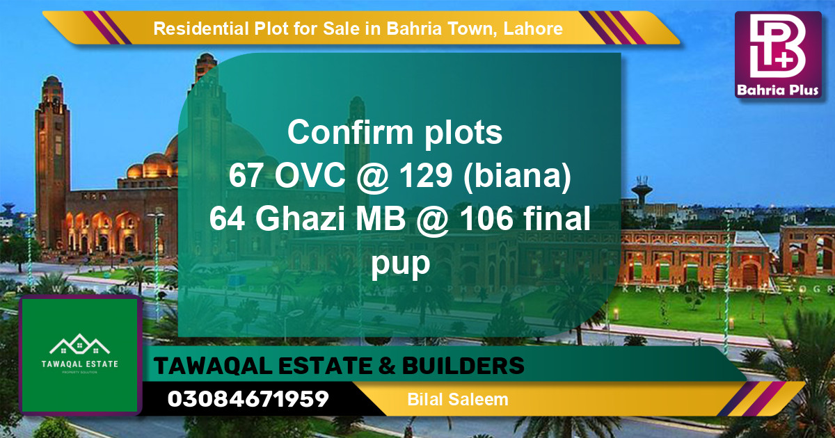 Residential Plot for Sale in Bahria Town, Lahore - (BP-140271)