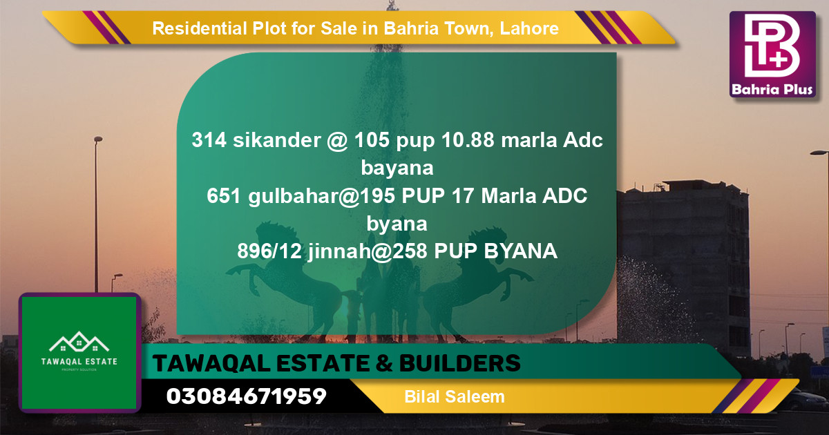 Residential Plot for Sale in Bahria Town, Lahore - (BP-140272)