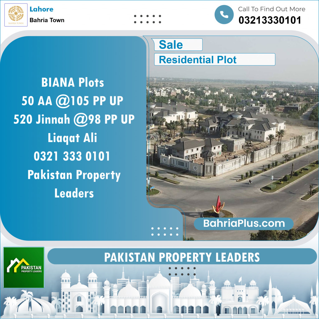 Residential Plot for Sale in Bahria Town, Lahore - (BP-140284)