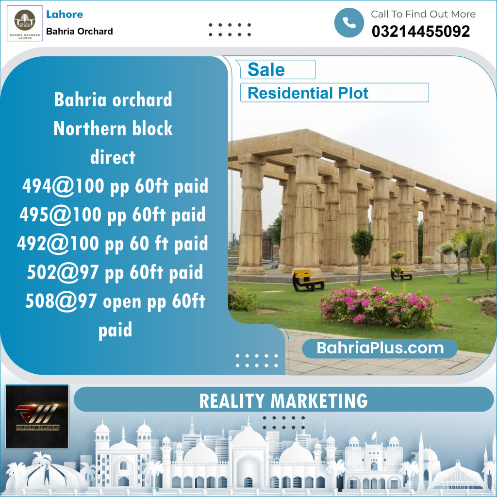 Residential Plot for Sale in Bahria Orchard, Lahore - (BP-140296)