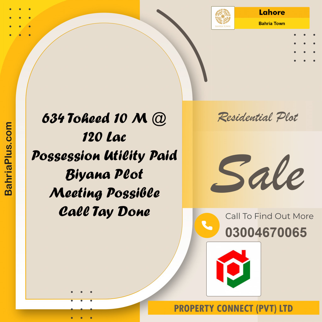 Residential Plot for Sale in Bahria Town, Lahore - (BP-140306)
