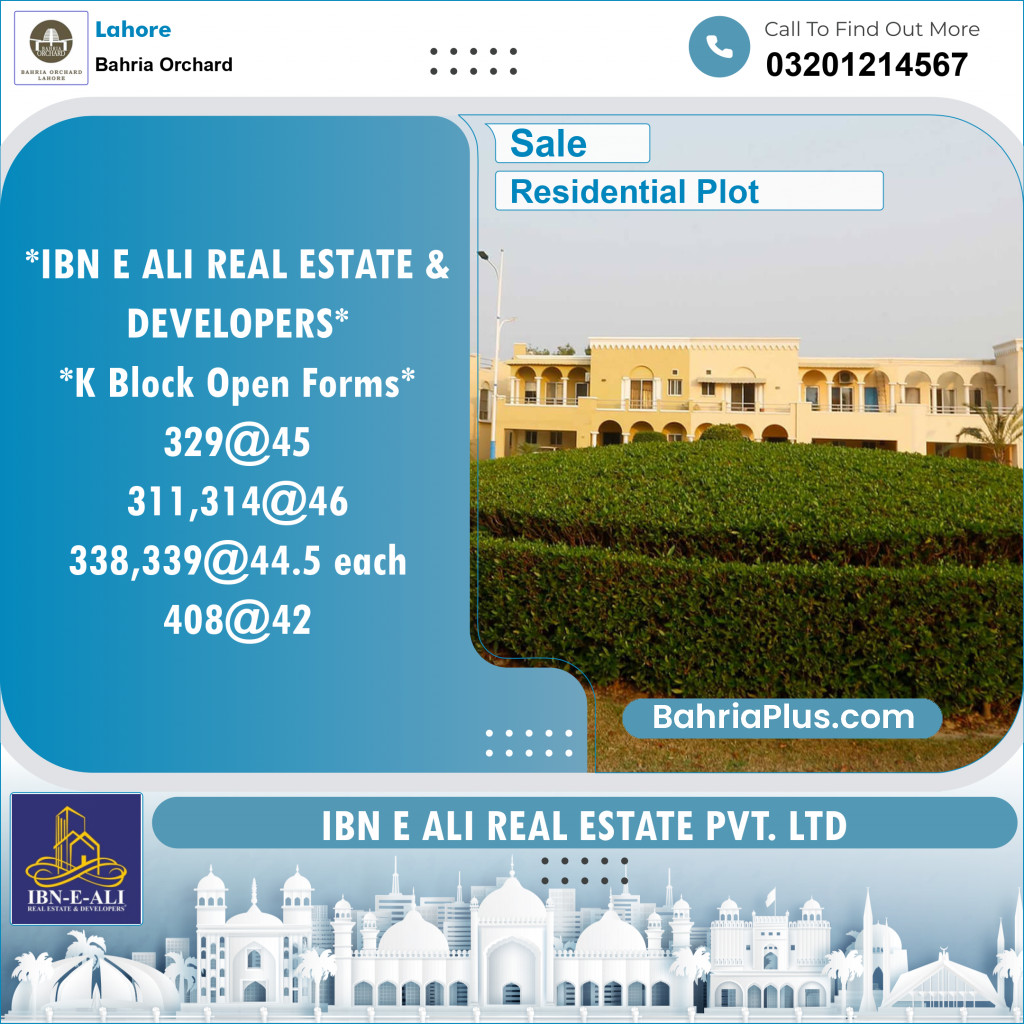 Residential Plot for Sale in Bahria Orchard, Lahore - (BP-140375)