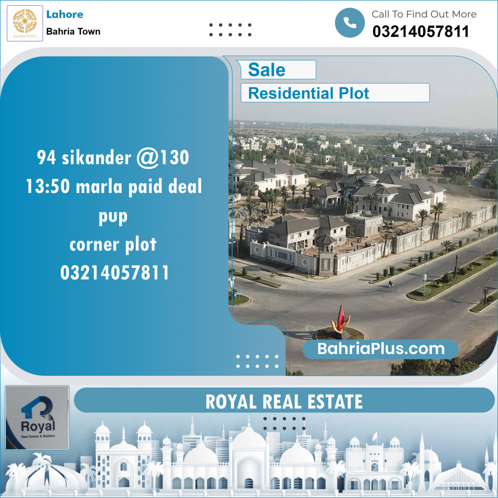 Residential Plot for Sale in Bahria Town, Lahore - (BP-140515)