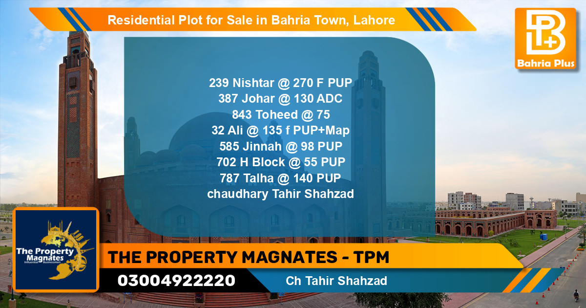 Residential Plot for Sale in Bahria Town, Lahore - (BP-140528)
