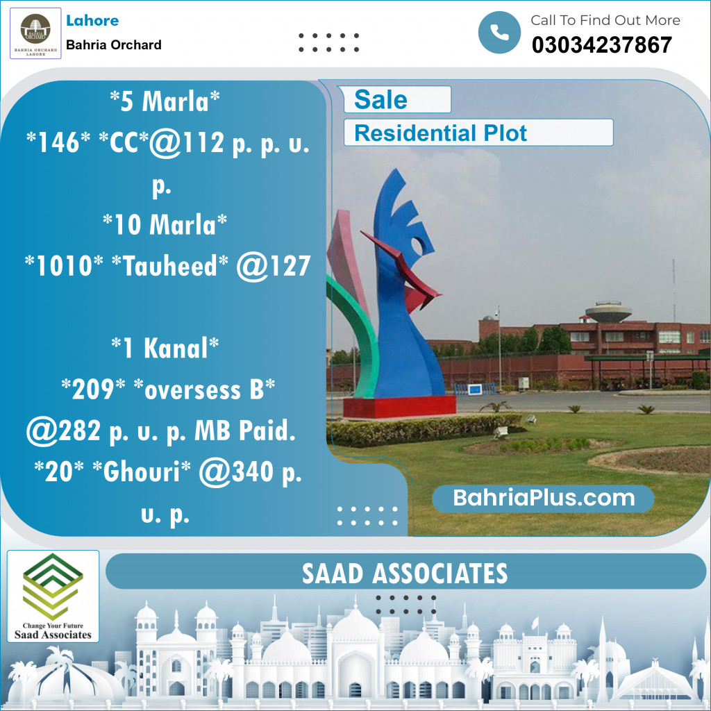 Residential Plot for Sale in Bahria Orchard, Lahore - (BP-140530)