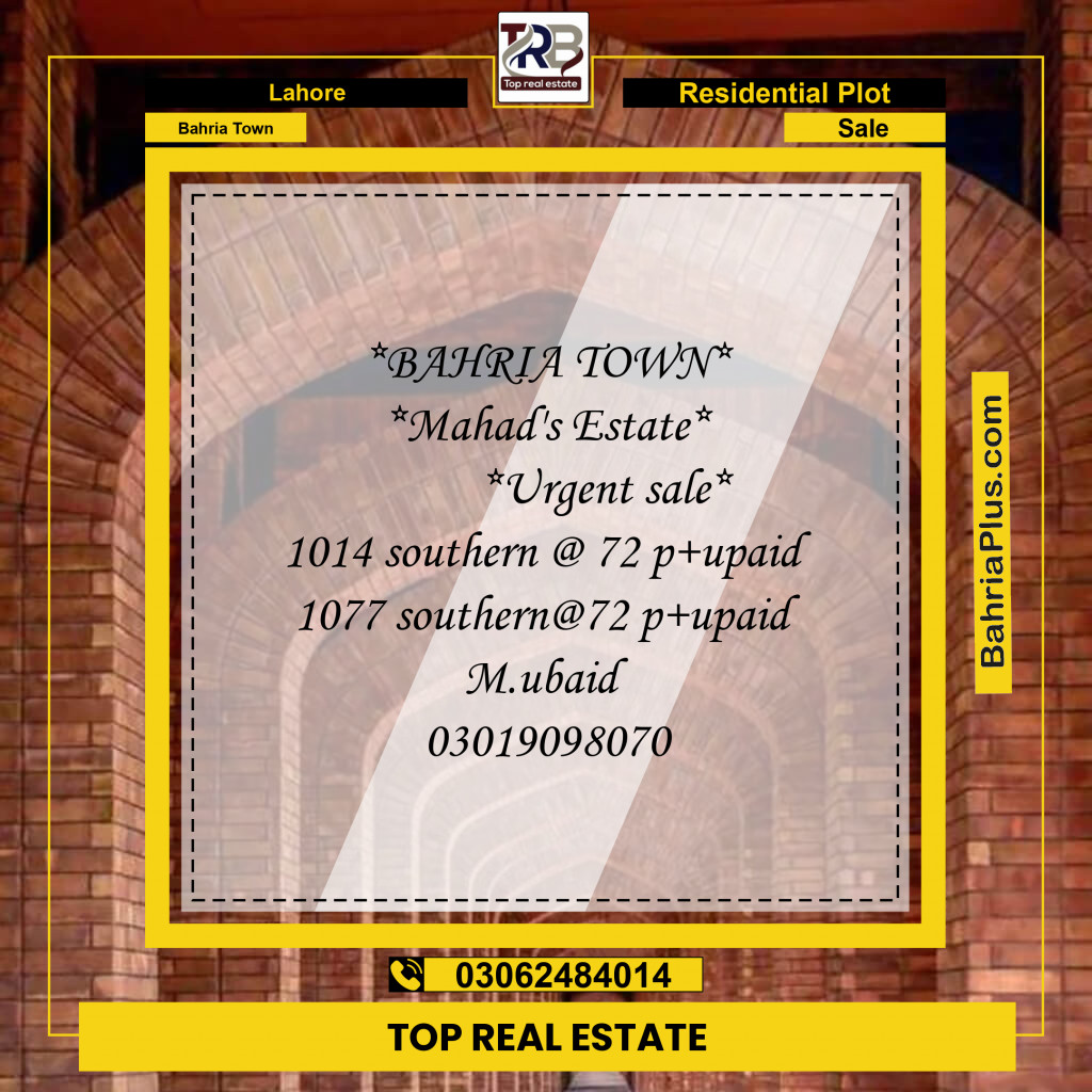 Residential Plot for Sale in Bahria Town, Lahore - (BP-140571)