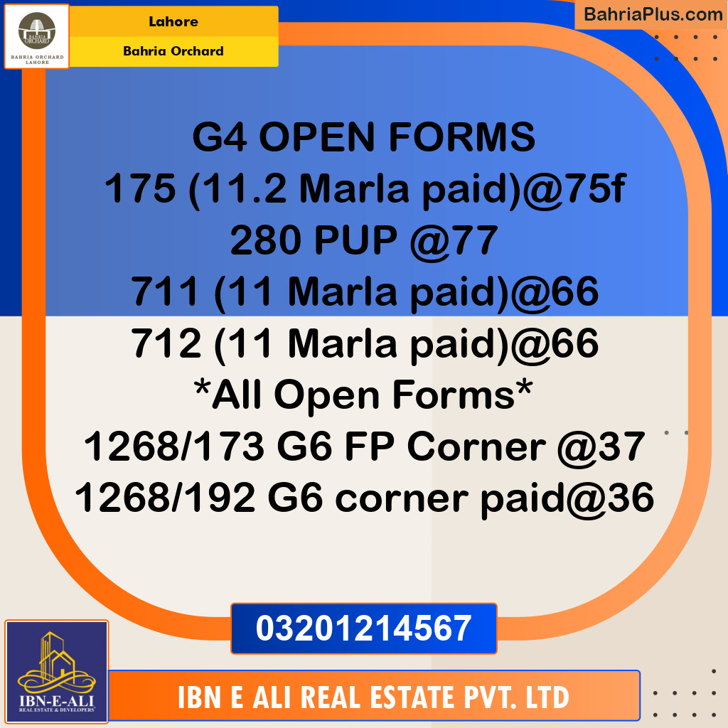 Residential Plot for Sale in Bahria Orchard, Lahore - (BP-140572)