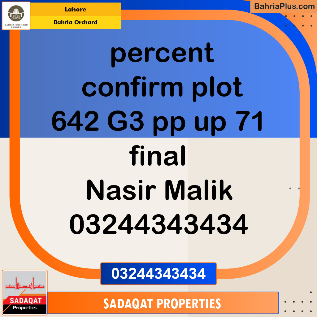 Residential Plot for Sale in Bahria Orchard, Lahore - (BP-140616)