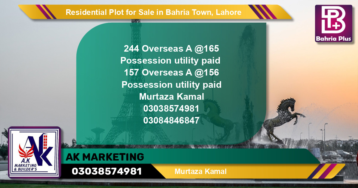 Residential Plot for Sale in Bahria Town, Lahore - (BP-140619)