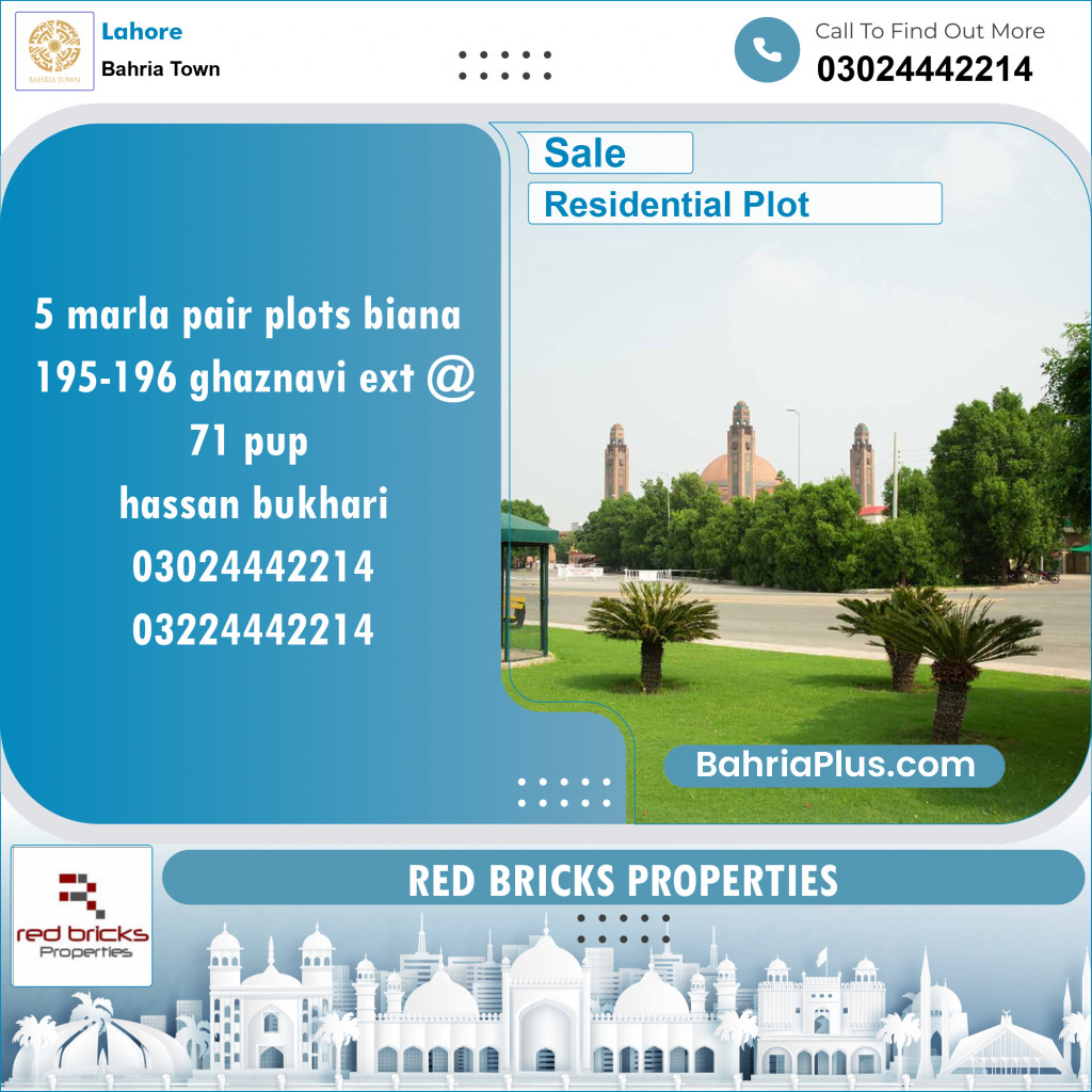 Residential Plot for Sale in Sector F - Ghaznavi Ext. Block -  Bahria Town, Lahore - (BP-140635)