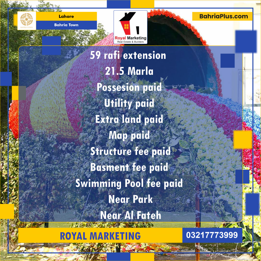 Residential Plot for Sale in Bahria Town, Lahore - (BP-140638)