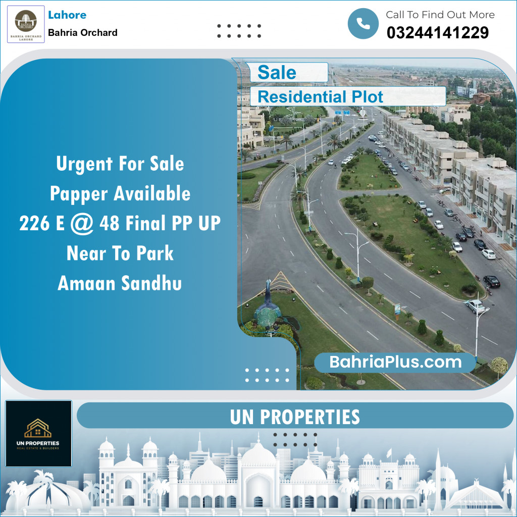 Residential Plot for Sale in Bahria Orchard, Lahore - (BP-140667)